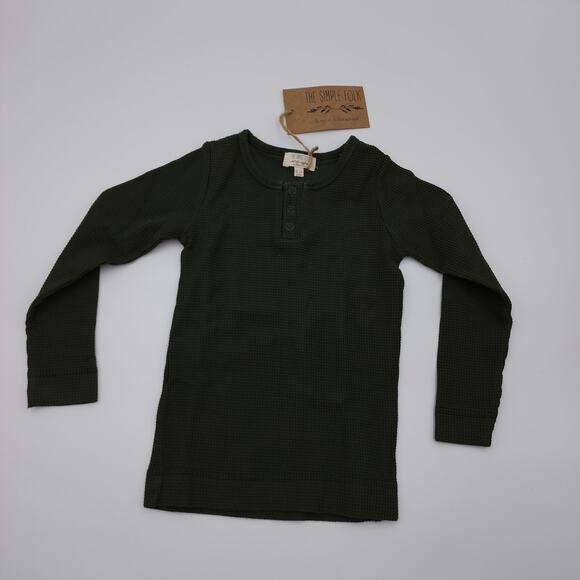 The Simple Folk Other - The Simple Folk The Waffle Top in Olive Size 18/24 Months